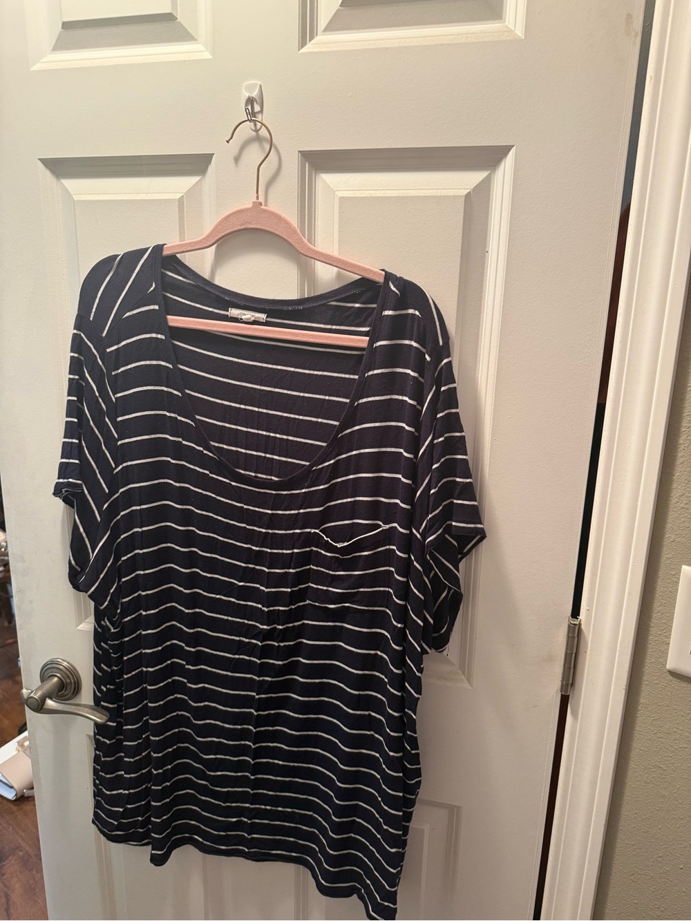Maurices Navy and White Striped Scoop Neck Tee